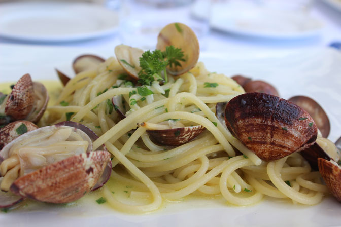 Spaghetti alle Vongole at Marina Grande - Amalfi - Italian Love Affair Food Culinary Tours - Delectable Destinations - Carol Ketelson